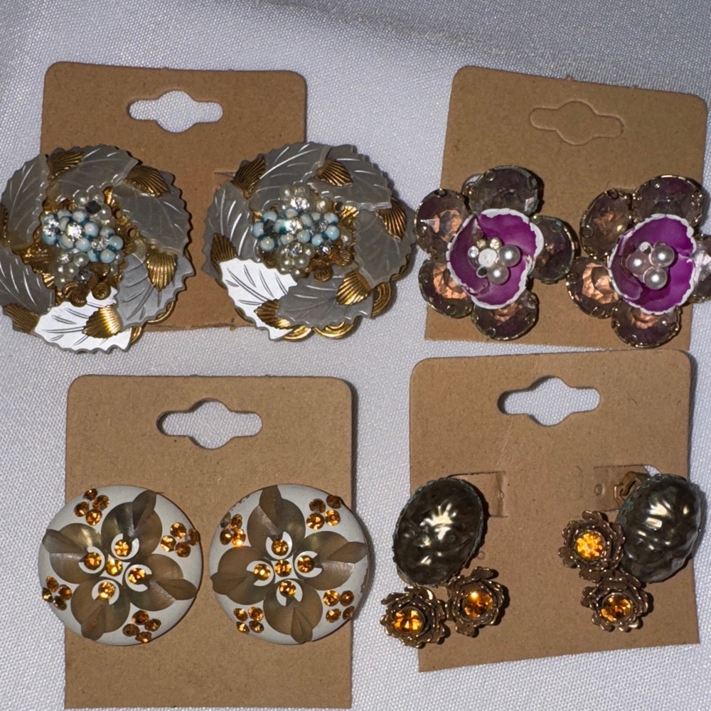 Vintage Costume Clip On Earrings